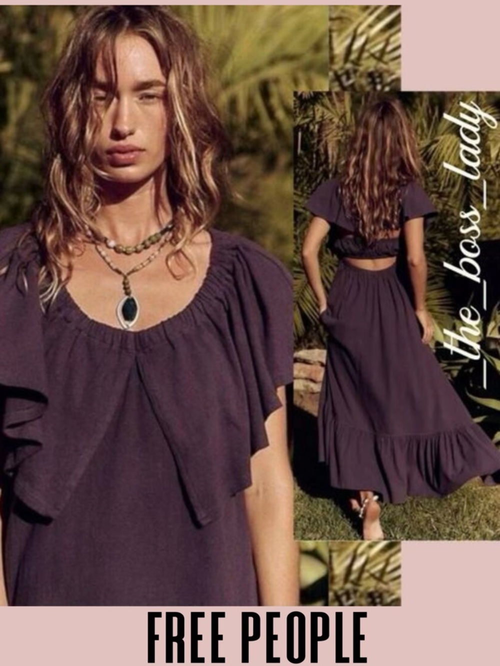 Free People maxi dress off-the-shoulder tiered pleated ruffled cotton XS